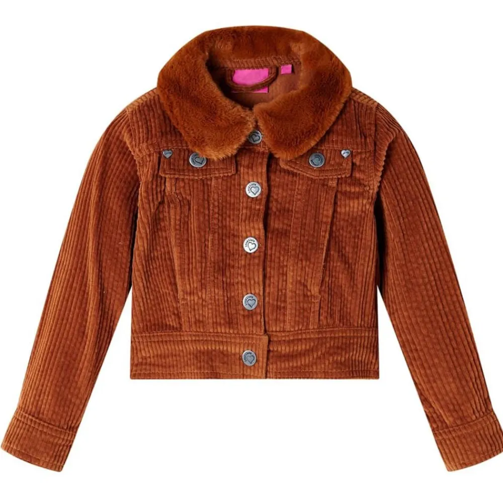 Vêtements & Accessoires-vidaXL Veste pour enfants velours côtelé cognac 92
