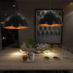 vidaXL 2 pcs Plafonniers Noir et doré Semi-sphérique 40 cm E27
