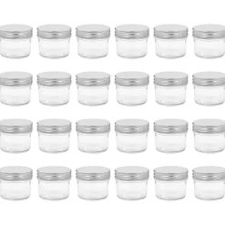 Arts De La Table & Arts Culinaires-vidaXL 24 pcs Pots à confiture avec couvercles és Verre 110 ml Argent