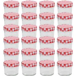 vidaXL 24 pcs Pots à confiture Couvercles Verre 110 ml