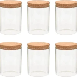 vidaXL 6 pcs Pots de conservation en verre et couvercle en liège 650ml