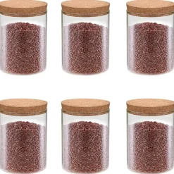 vidaXL 6 pcs Pots de conservation en verre et couvercle en liège 650ml
