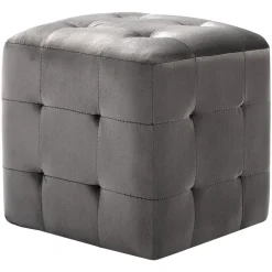 Poufs-vidaXL 2 pcs Poufs 30 x 30 x 30 cm Tissu velours Gris