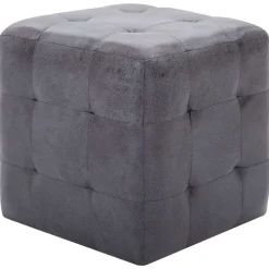 vidaXL 2 pcs Poufs 30 x 30 x 30 cm Similicuir daim