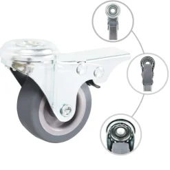 Manutention De Matériaux-vidaXL 4 pcs Roulettes pivotantes à trou de boulon à double frein 50mm