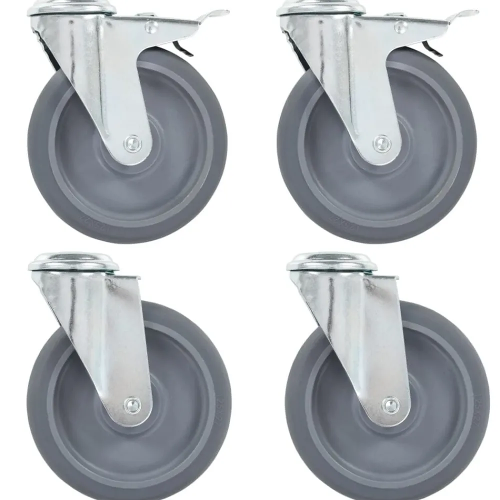 vidaXL 4 pcs Roulettes pivotantes à trou de boulon 125 mm