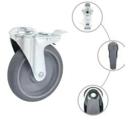 vidaXL 4 pcs Roulettes pivotantes à trou de boulon 125 mm