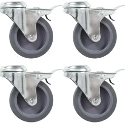 vidaXL 4 pcs Roulettes pivotantes à trou de boulon à double frein 75mm