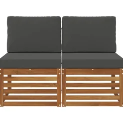Mobilier De Jardin-vidaXL 2 Pièce Sofa de milieu extérieur Bois d'Acacia Massif Naturel Naturel et anthracite