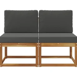 vidaXL 2 Pièce Sofa de milieu extérieur Bois d'Acacia Massif