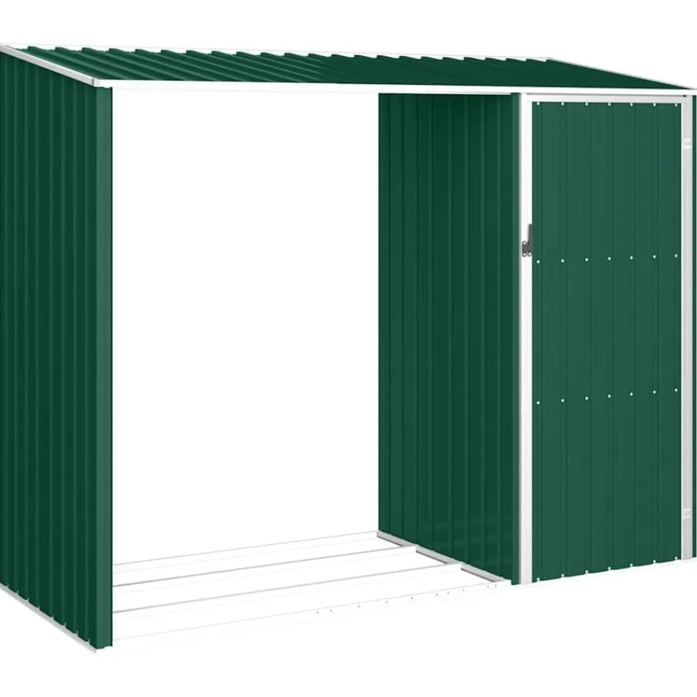 Pelouses & Jardins-vidaXL Abri à bois de jardin 245x98x159 cm Acier galvanisé Vert