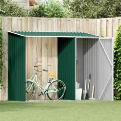 Pelouses & Jardins-vidaXL Abri à bois de jardin 245x98x159 cm Acier galvanisé Vert