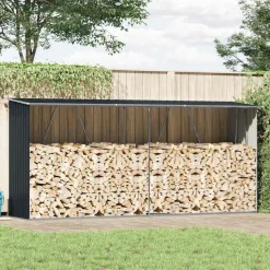vidaXL Abri de stockage à bois Acier galvanisé 330x84x152cm