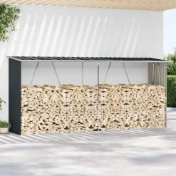 vidaXL Abri de stockage à bois Acier galvanisé 330x84x152cm
