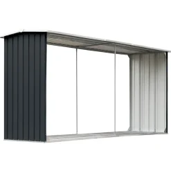 Accessoires Pour Cheminées & Poêles À Bois-vidaXL Abri de stockage à bois Acier galvanisé 330x92x153cm Anthracite