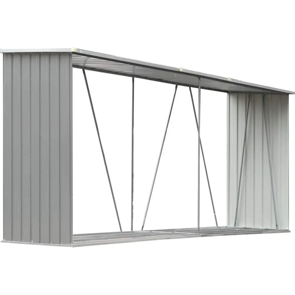 vidaXL Abri de stockage de bois Acier galvanisé 330x84x152 cm