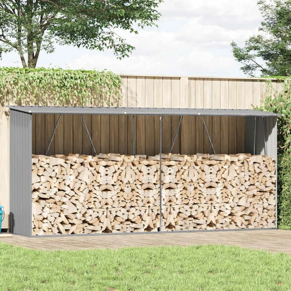 vidaXL Abri de stockage de bois Acier galvanisé 330x84x152 cm