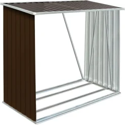 Accessoires Pour Cheminées & Poêles À Bois-vidaXL Abri de stockage de bois Acier galvanisé 163x83x154 cm Marron