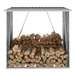 Accessoires Pour Cheminées & Poêles À Bois-vidaXL Abri de stockage de bois Acier galvanisé 163x83x154 cm Marron