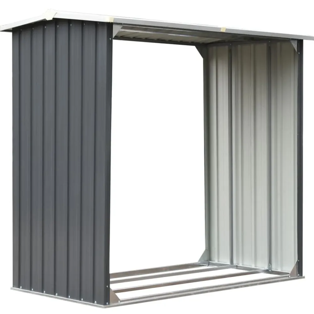 Accessoires Pour Cheminées & Poêles À Bois-vidaXL Abri de stockage de bois Acier galvanisé 172x91x154 cm Gris