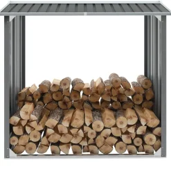 Accessoires Pour Cheminées & Poêles À Bois-vidaXL Abri de stockage de bois Acier galvanisé 172x91x154 cm Gris