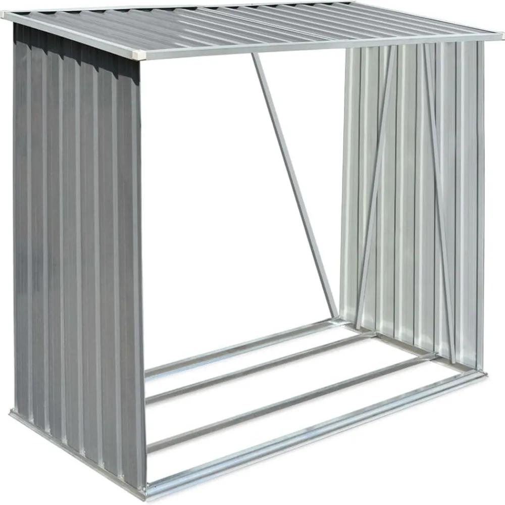 vidaXL Abri de stockage de bois Acier galvanisé 163x83x154 cm