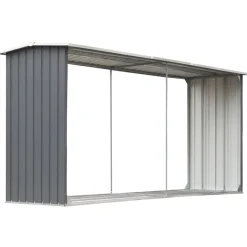 Accessoires Pour Cheminées & Poêles À Bois-vidaXL Abri de stockage de bois Acier galvanisé 330x92x153 cm Gris
