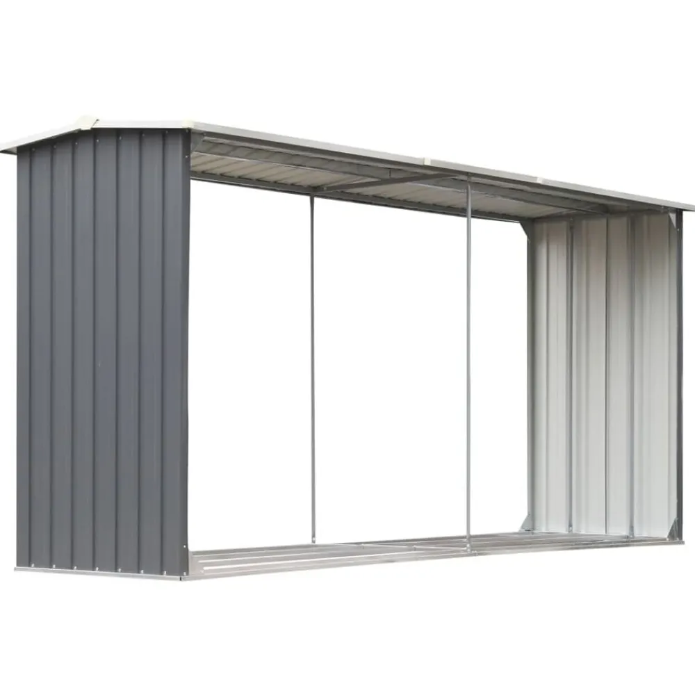 Accessoires Pour Cheminées & Poêles À Bois-vidaXL Abri de stockage de bois Acier galvanisé 330x92x153 cm Gris