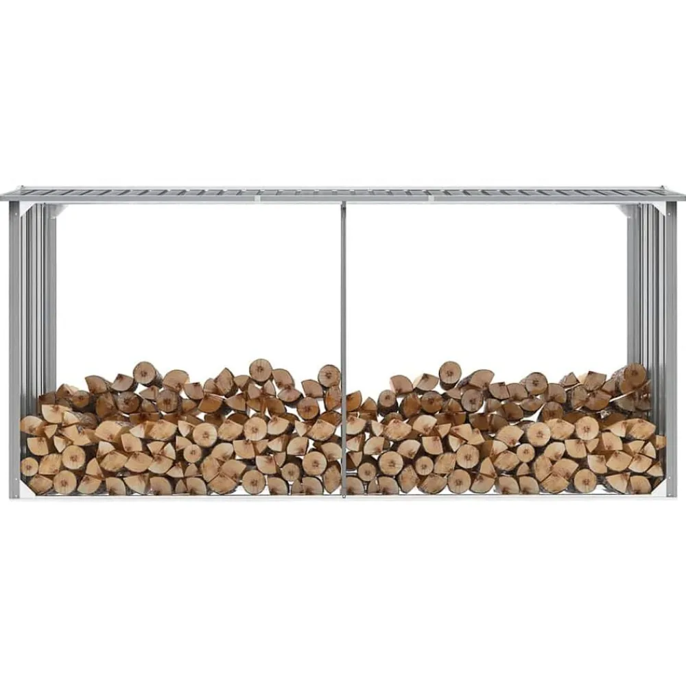 Accessoires Pour Cheminées & Poêles À Bois-vidaXL Abri de stockage de bois Acier galvanisé 330x92x153 cm Gris