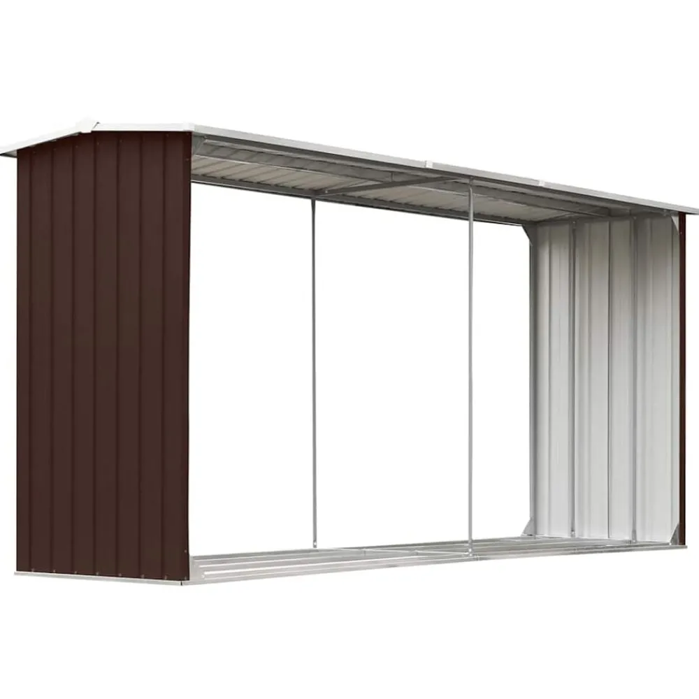 Accessoires Pour Cheminées & Poêles À Bois-vidaXL Abri de stockage de bois Acier galvanisé 330x92x153 cm Marron