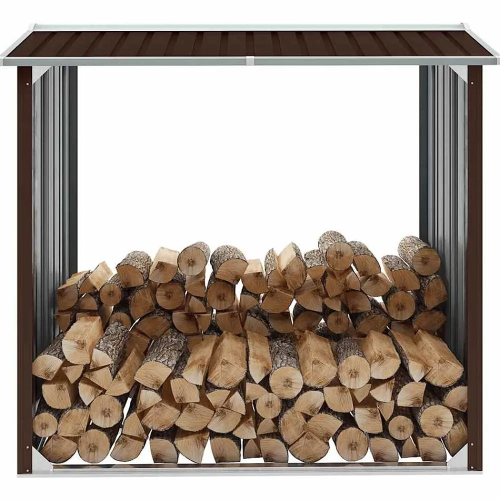 Accessoires Pour Cheminées & Poêles À Bois-vidaXL Abri de stockage de bois Acier galvanisé 172x91x154 cm Marron