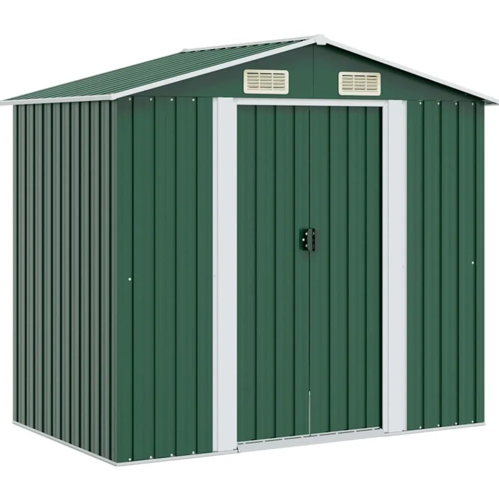 Pelouses & Jardins-vidaXL Abri de stockage pour jardin Métal 204 x 132 x 186 cm Vert
