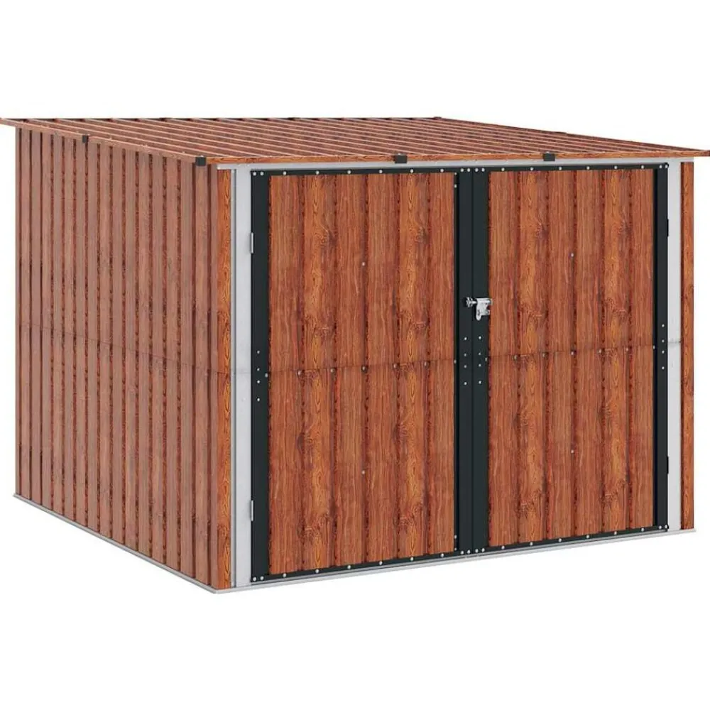 Pelouses & Jardins-vidaXL Abri de vélo 3 pcs 216 x 207 x 158 cm Métал Marron