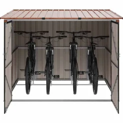 Pelouses & Jardins-vidaXL Abri de vélo 3 pcs 216 x 207 x 158 cm Métал Marron