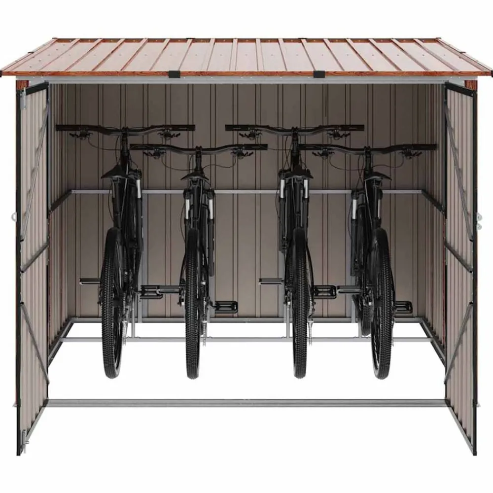 Pelouses & Jardins-vidaXL Abri de vélo 3 pcs 216 x 207 x 158 cm Métал Marron