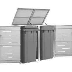 vidaXL Abri pour deux poubelles 138x77,5x112,5 cm Inox
