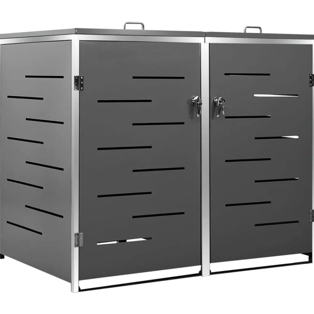 Produits Ménagers-vidaXL Abri pour deux poubelles 138x77,5x112,5 cm Inox Anthracite