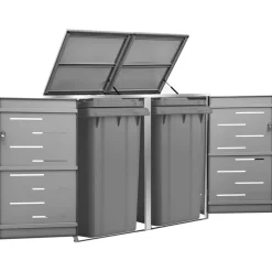 Produits Ménagers-vidaXL Abri pour deux poubelles 138x77,5x112,5 cm Inox Anthracite
