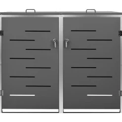 Produits Ménagers-vidaXL Abri pour deux poubelles 138x77,5x112,5 cm Inox Anthracite