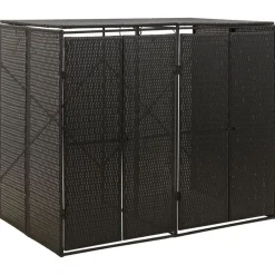 vidaXL Abri pour poubelle double 140x80x117 cm Résine tressée
