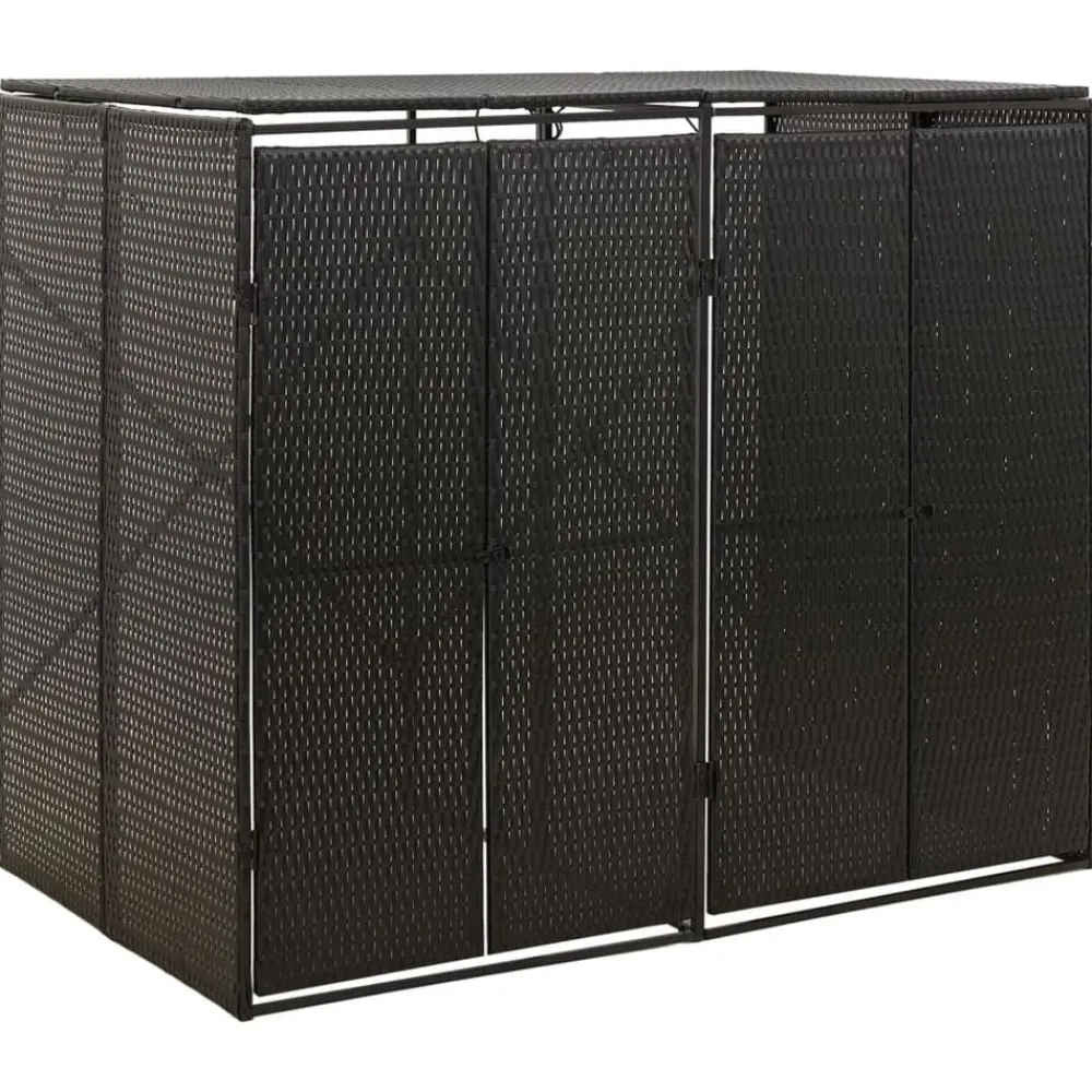 vidaXL Abri pour poubelle double 140x80x117 cm Résine tressée