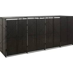 vidaXL Abri pour poubelle quadruple 274x80x117 cm Résine tressée