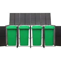 vidaXL Abri pour poubelle quadruple 274x80x117 cm Résine tressée