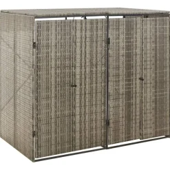 vidaXL Abri pour poubelle double 140x80x117 cm Résine tressée