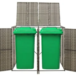 vidaXL Abri pour poubelle double 140x80x117 cm Résine tressée