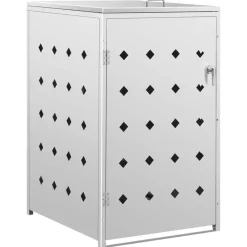 vidaXL Abri pour poubelle sur roulettes 240 L Acier inoxydable