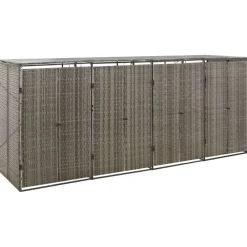 vidaXL Abri pour poubelle quadruple 274x80x117 cm Résine tressée