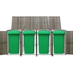 vidaXL Abri pour poubelle quadruple 274x80x117 cm Résine tressée