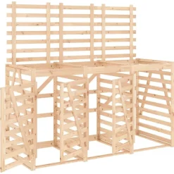 Produits Ménagers-vidaXL Abri pour poubelle triple sur roulettes bois massif de pin Pin naturel