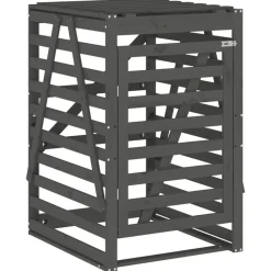 vidaXL Abri pour poubelle sur roulettes gris bois massif de pin